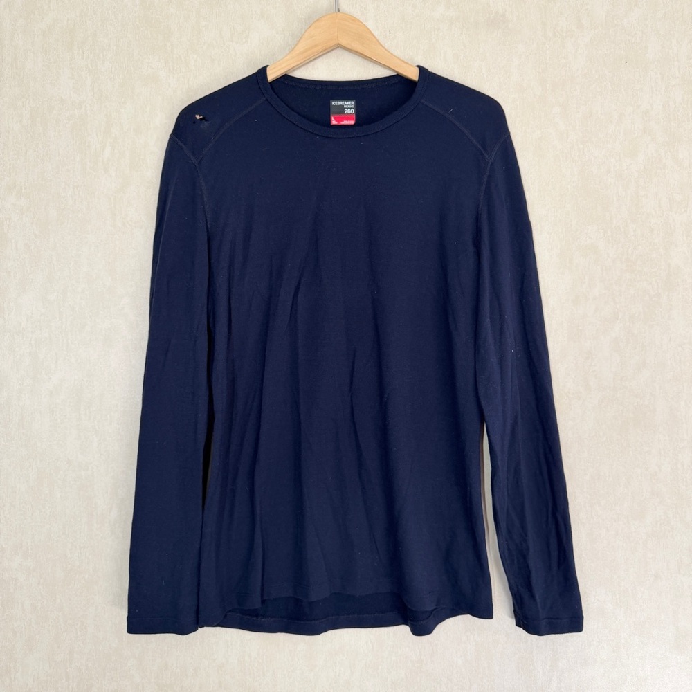 FLAW Icebreaker Men’s Merino 260 Longsleeve Shirt Base Layer in Navy L